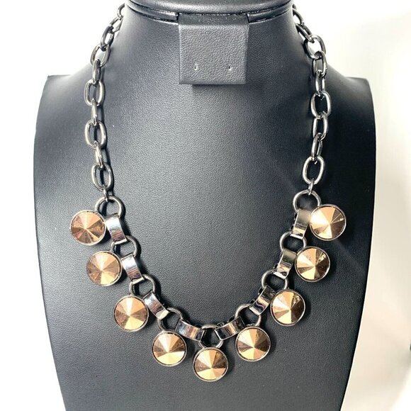 Juicy Couture Chunky Chainlink Riviere Style Necklace Reversible Gold/Silver - Picture 1 of 4